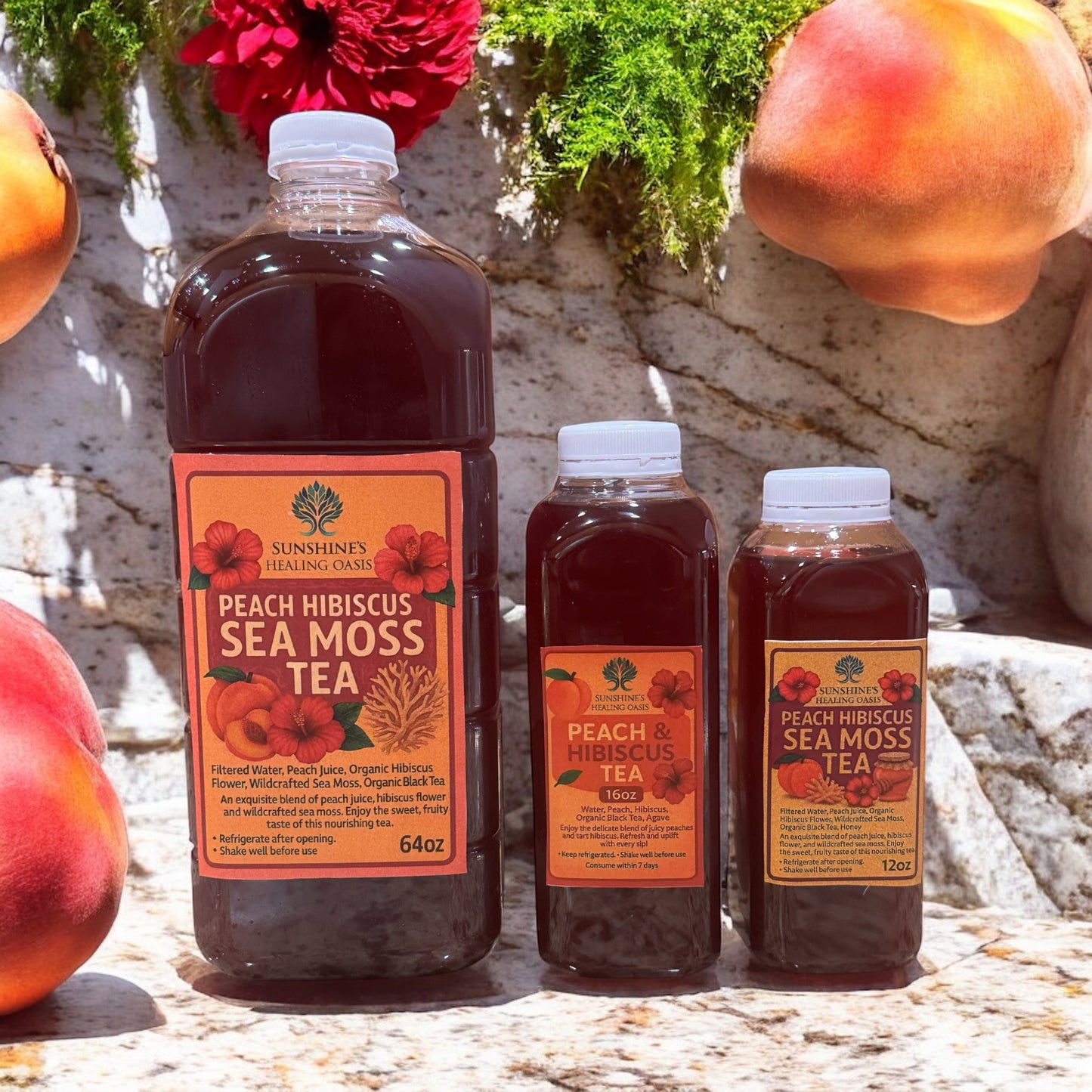 Peach Hibiscus Seamoss Tea