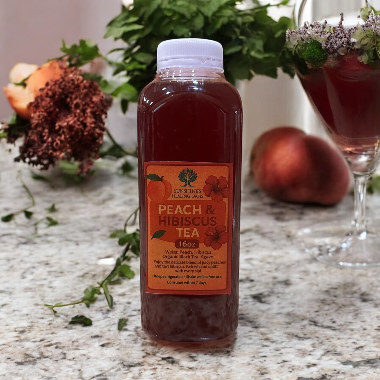 Peach Hibiscus Seamoss Tea